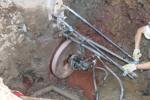 Bohren, Baustelle, Öffnung, Beton Bohren, Baustelle, Öffnung, Beton