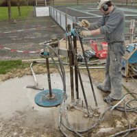 Beton bohren, Wasser, Dreck, Schlamm, Kernbohrgert, Kernbohrmaschine, Betonbohren