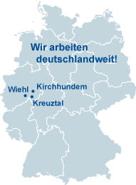 Deutschlandkarte mit Standorten des Bauunternehmen
