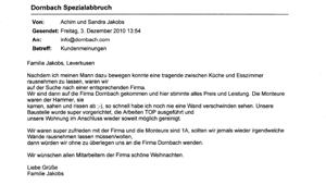 Kundenmeinung zur Abbruchfirma Dornbach Spezialabbruch