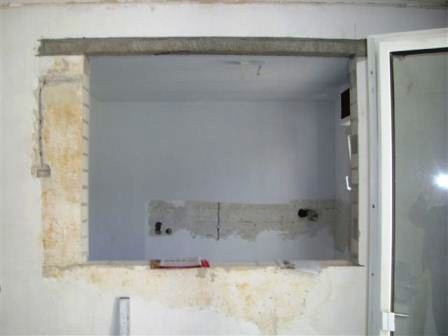 durchbruch, wand, wohnzimmer