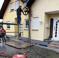 Aufbau der Seilsäge Seilsaege, Doppelhaus, Front