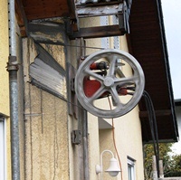 Umlenkrolle der Seilsäge Umlenkrolle, Seilsaege